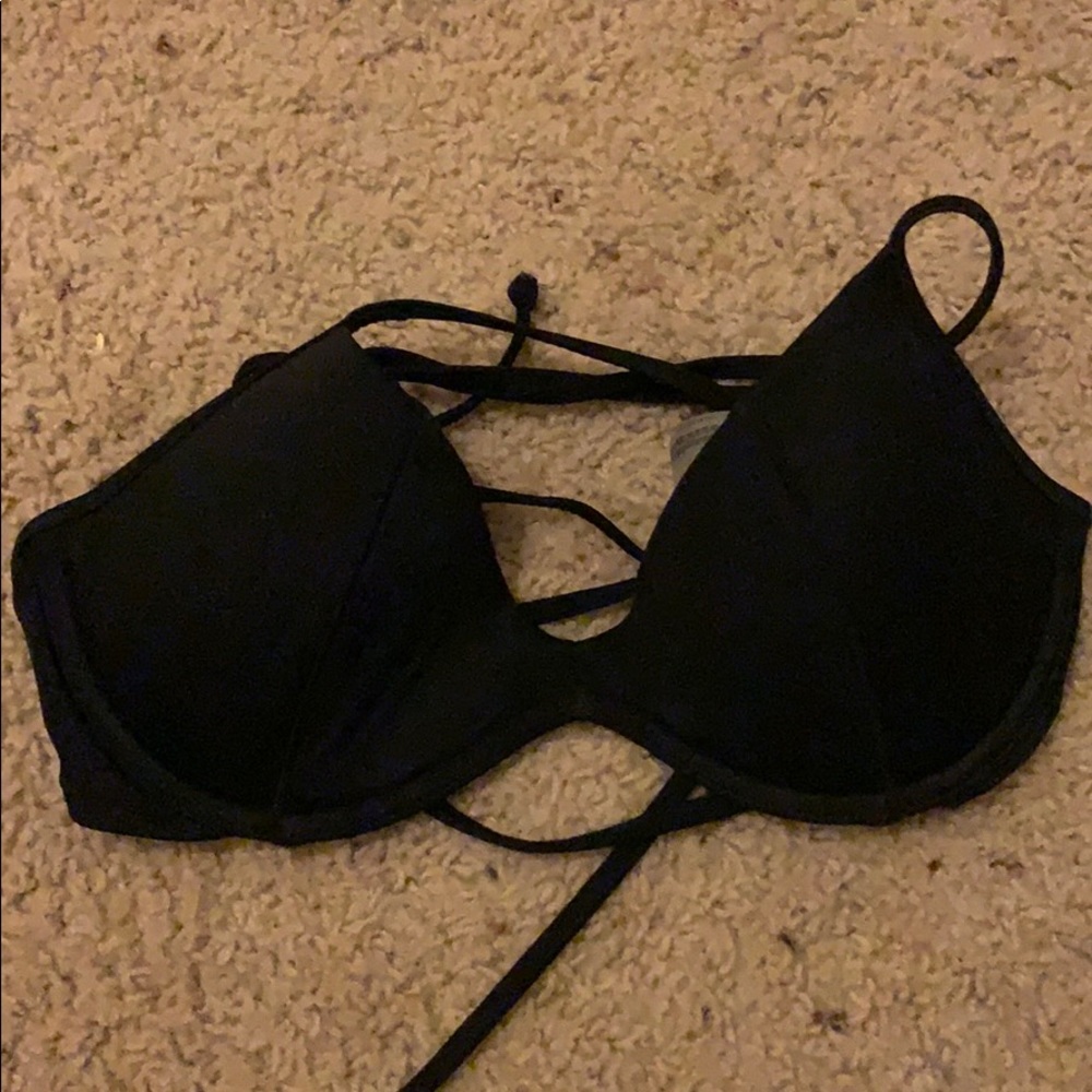 Pink black bathing suit top size small